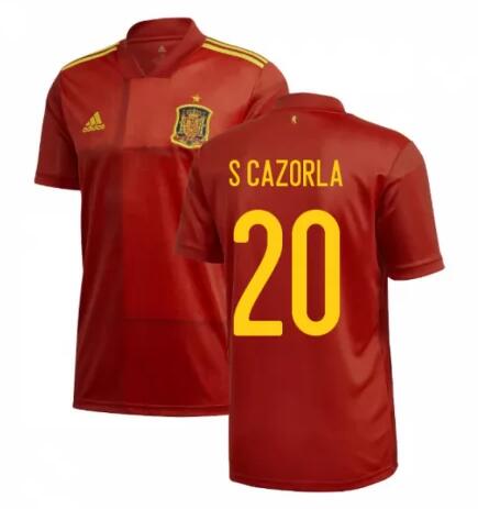 2020 EURO Spain Home Kit Soccer Jersey S CAZORLA 20